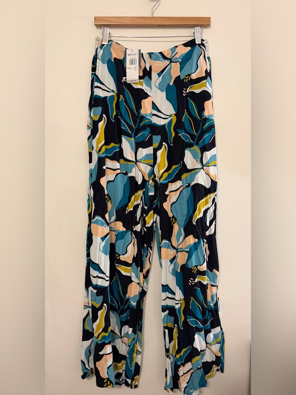 Roxy Wide-Leg Tropical Print Beach Pants - NWT Size L